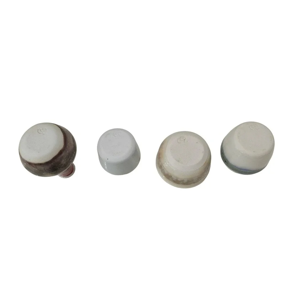 Set of 4 Miniature Studio Pottery Vases & Bowl Sign CR?CS Artisan Glazed Ceramic